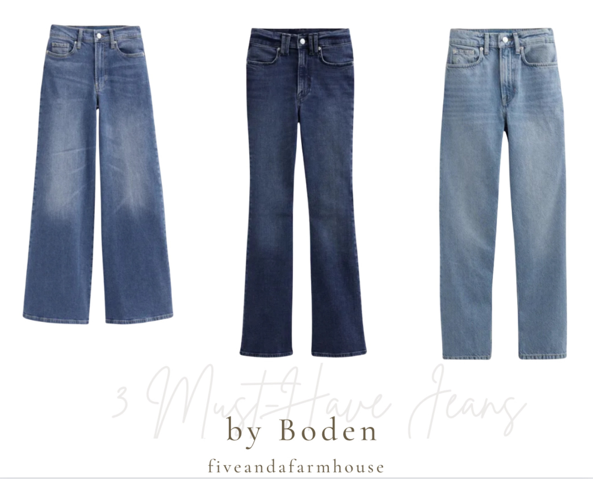 3 absolute wardrobe-staples from Boden, all on trend with a wide leg, flared and tapered jeans style. Essential for a brunch outfit, a casual outfit, festival outfit or dressed up with heels. #jeans #boden 

#LTKU #LTKstyletip #LTKFestival