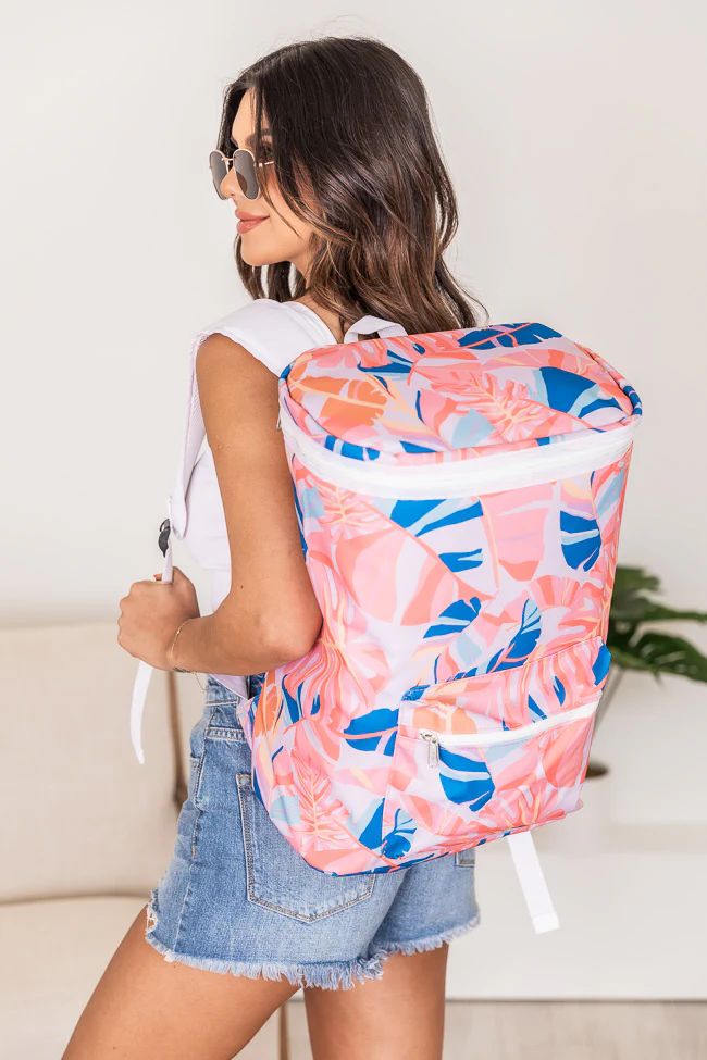 Inviting Grace Leaf Print Cooler Backpack | Pink Lily