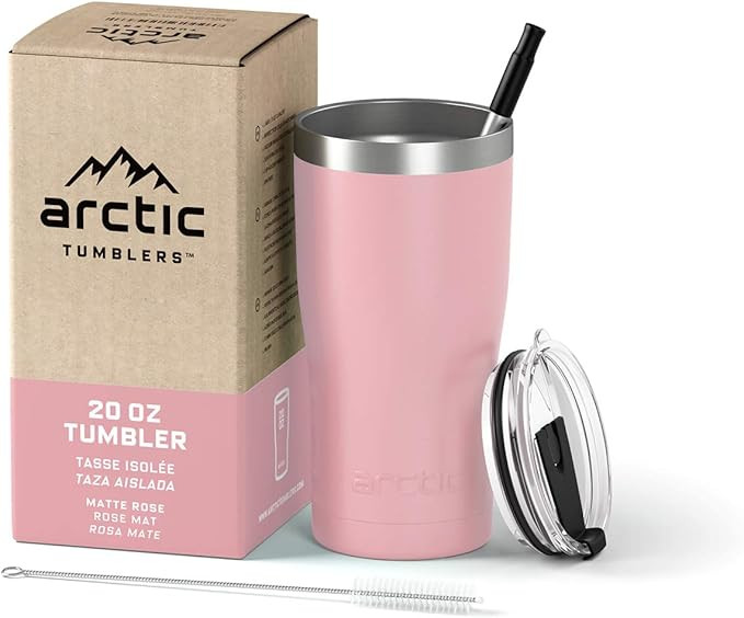 Arctic Tumblers | 20 oz Rose Insulated Tumbler with Straw & Cleaner - Retains Temperature up to 2... | Amazon (US)