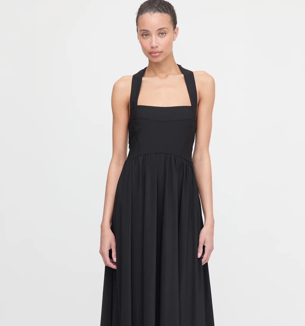 The Fleur Midi Dress - Black Jersey | Hill House Home US