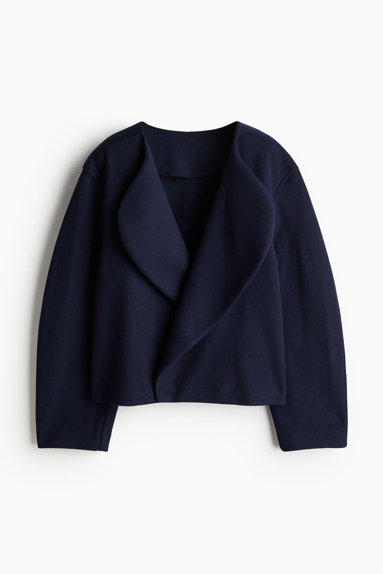 H & M - Shawl-collared felted jacket - Blue | H&M (UK, MY, IN, SG, PH, TW, HK)