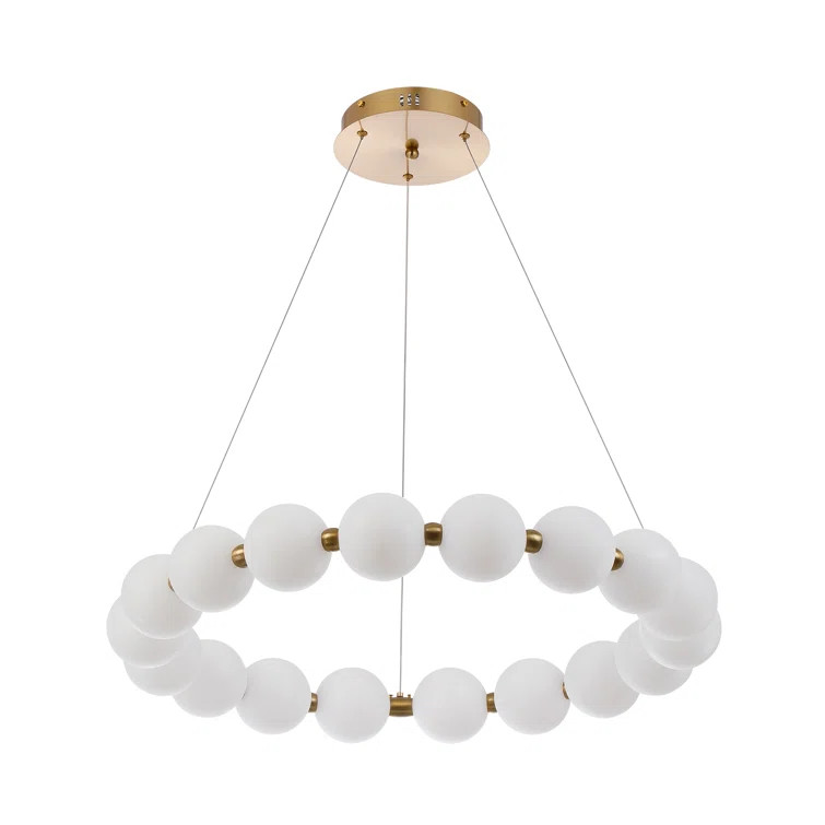 Harmehar 29" Wide Glass Circular Ring Orbit LED Integrated Chandelier | Wayfair North America