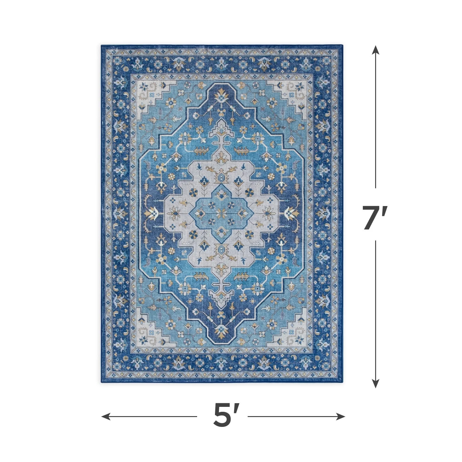 Cozy Comfort 5x7 Area Rugs for Living Room, Machine Washable Rugs, Vintage Rug, Non-Slip Backing,... | Walmart (US)