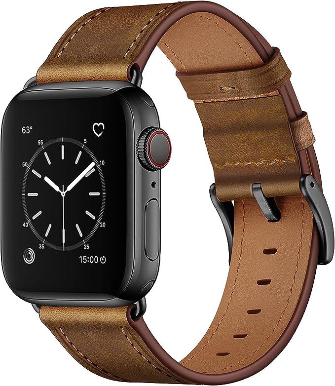 OUHENG Compatible with Apple Watch Band 49mm 45mm 44mm 42mm, Genuine Leather Band Replacement Com... | Amazon (US)