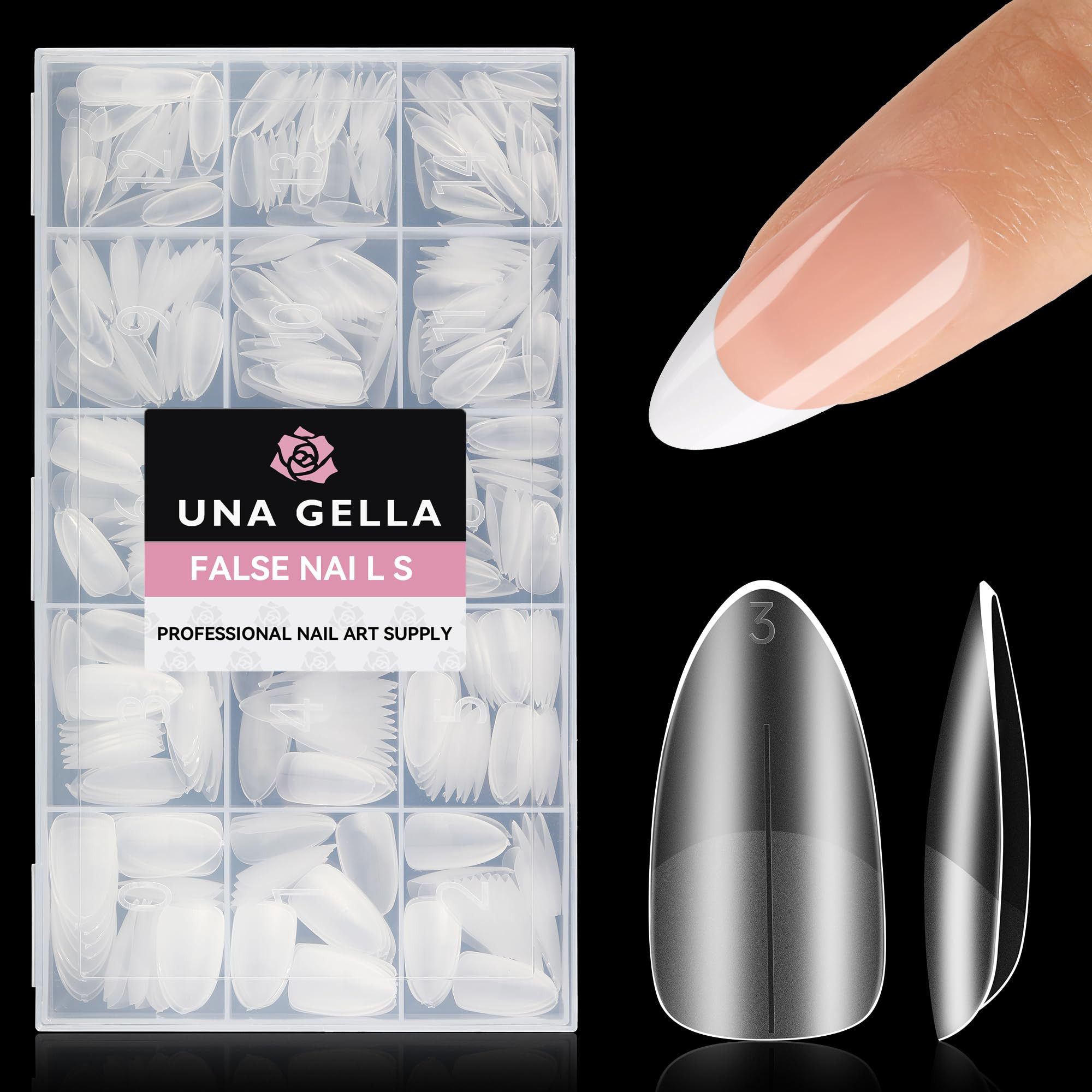 UNA GELLA Gel Nail Tips Medium Almond Shape, Pre Etched Full Cover Almond Press On Nail Tips For ... | Amazon (US)