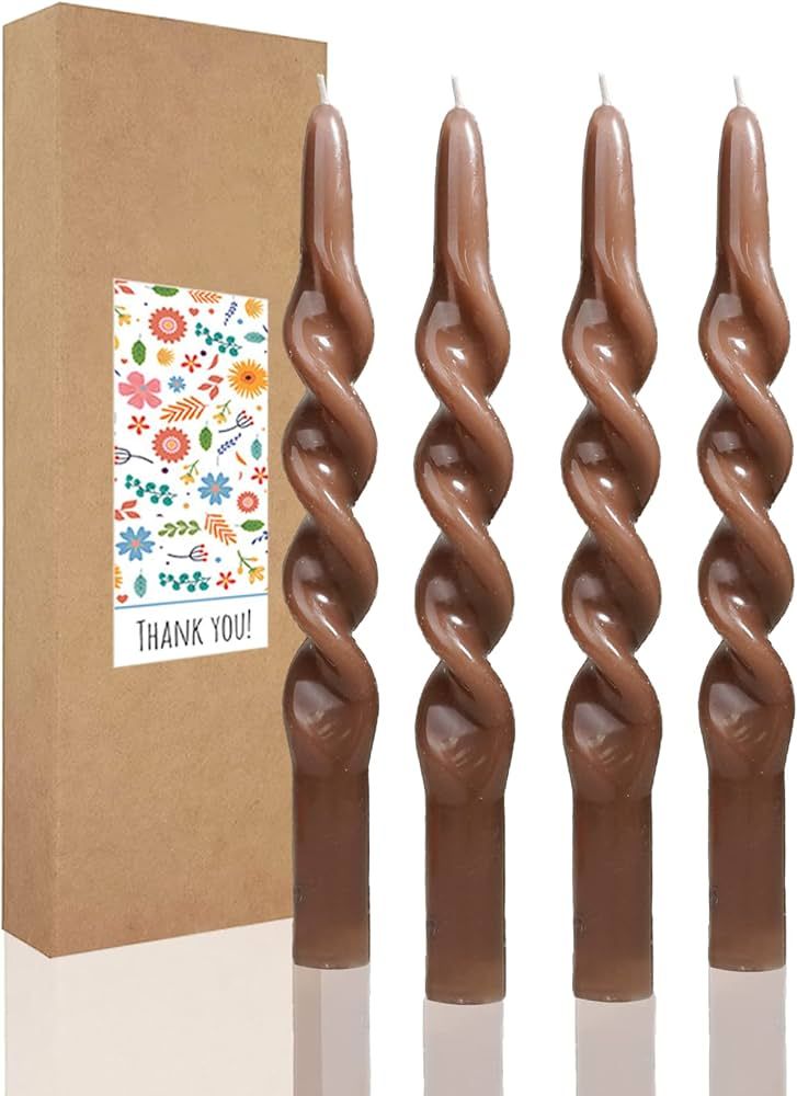 LPUSA Handmade Spiral Taper Candles Shiny Twisted Brown Candle Conical Stick Candles for Holiday ... | Amazon (US)