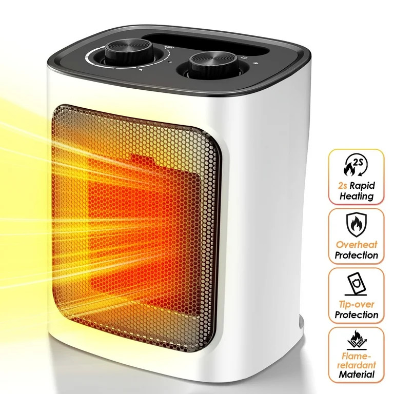 Auseo Space Heater, 750W/1500W, Ceramic Small Fan Heater for Indoor Use, 2S Rapid Heating, Multip... | Walmart (US)