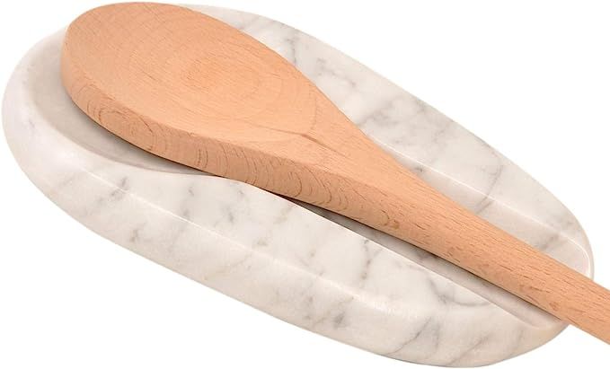 Marble Spoon Rest, Heat-Resistant, BPA-Free Spoon Holder for Stove Top, Kitchen Utensil Holder fo... | Amazon (US)