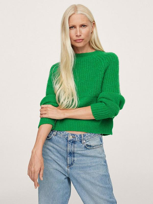Mango Green Contrasting Knit Jumper | Very (UK)