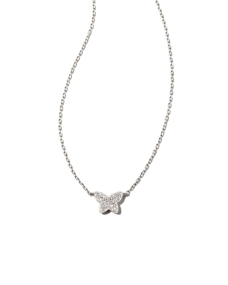 Butterfly 14k White Gold Pendant Necklace in White Diamond | Kendra Scott