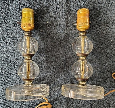 Vintage PAIR Boudoir Table Lamps Stacked Clear Glass Balls, Leviton, Brass, Work | eBay US