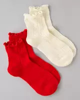 AE Pointelle-Knit Boyfriend Socks 2-Pack | American Eagle Outfitters (US & CA)