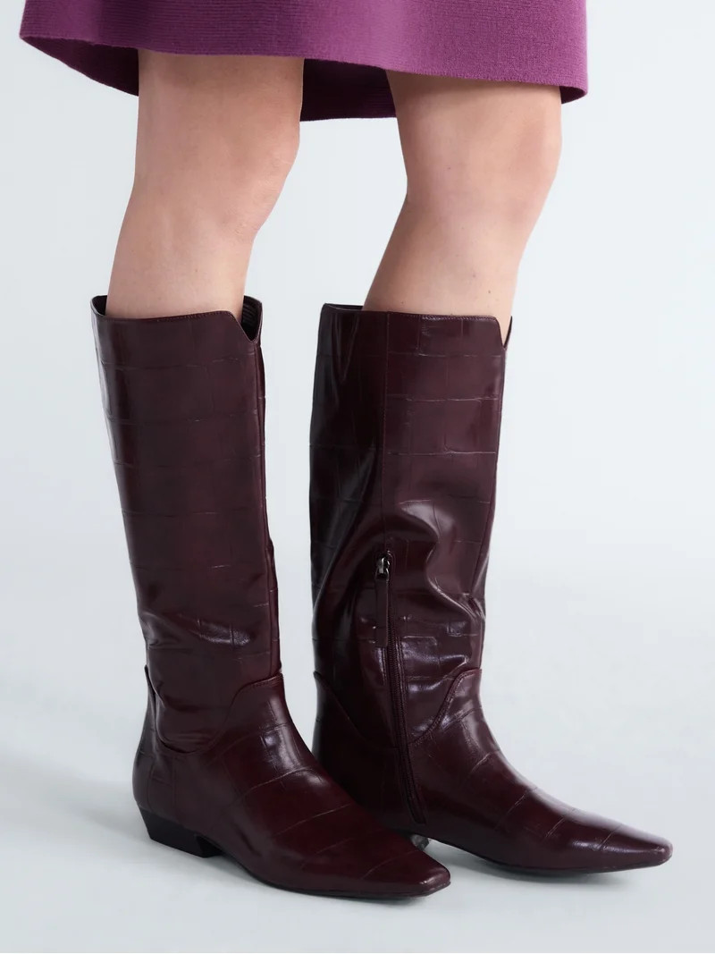 Scoop Women's Faux Croc Flat Tall Boots | Walmart (US)