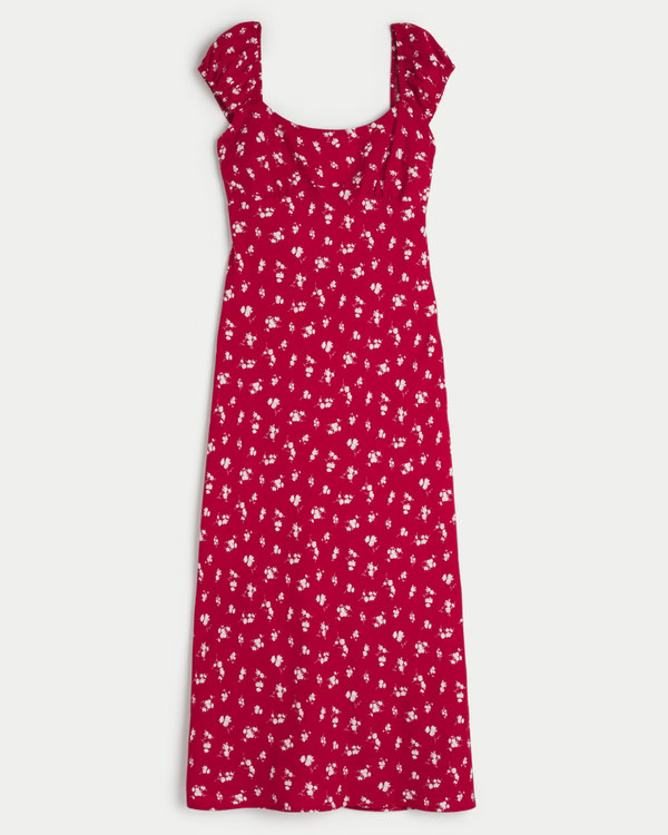 Crepe Cap Sleeve Open Back Midi Dress | Hollister (US)
