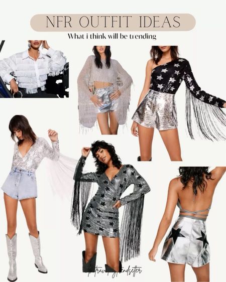 Metallic outfit ideas for NFR. These rodeo outfits are on trend with metallic top and metallic dress options in the color of the season: silver! 
11/22

#LTKstyletip #LTKparties