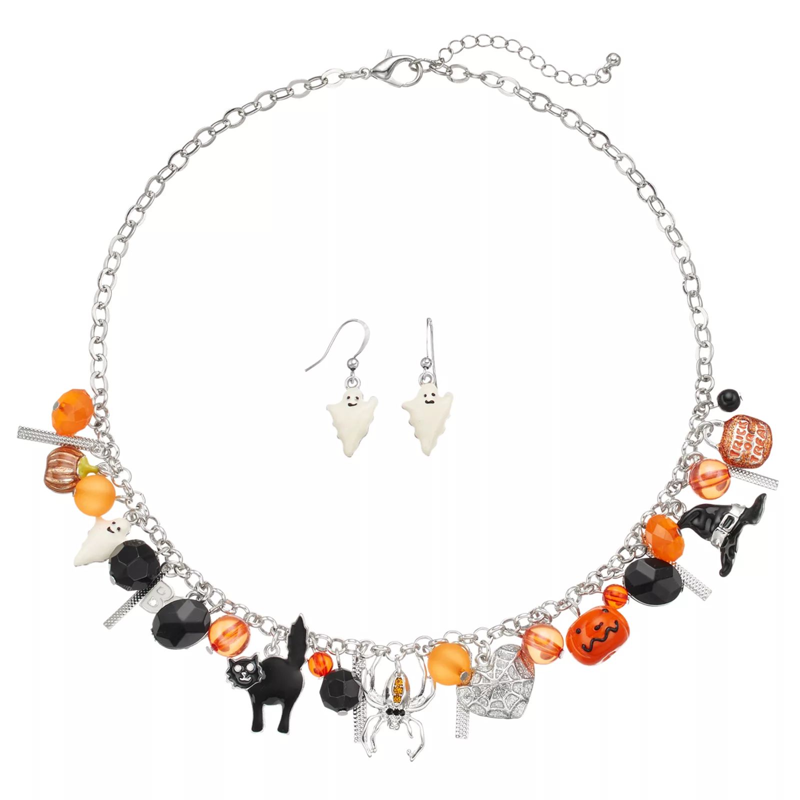 Halloween Beaded Charm Necklace & Ghost Earring Set, Women's, multicolor | Kohl's