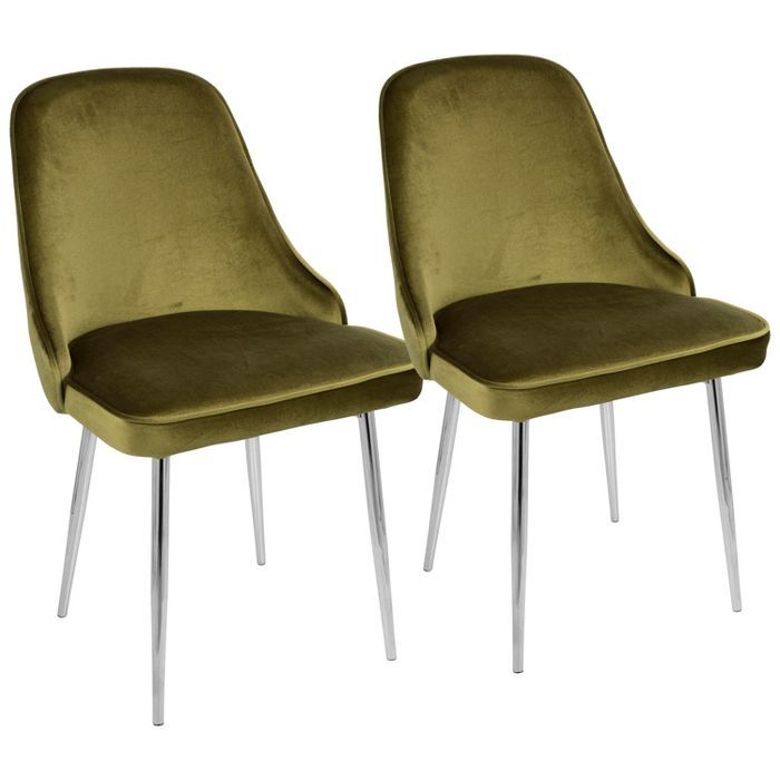 Set of 2 Dining Chairs LumiSource Green Chrome | Target