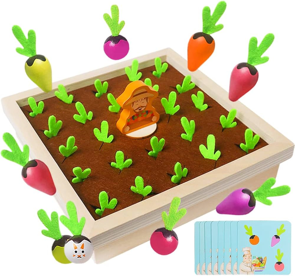 Montessori Wooden Educational Toys for Toddlers, Wooden Carrot Harvest Game, Shape Color Sorting ... | Amazon (US)