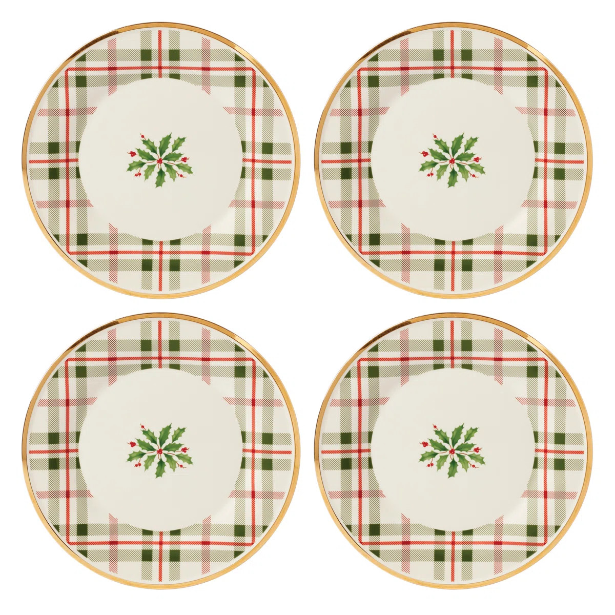 Holiday Plaid Accent Plates, Set of 4 (Set of 4) | Wayfair North America