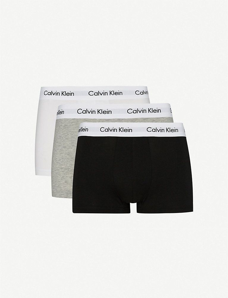 CALVIN KLEIN Cotton Stretch low-rise trunks pack of three | Selfridges