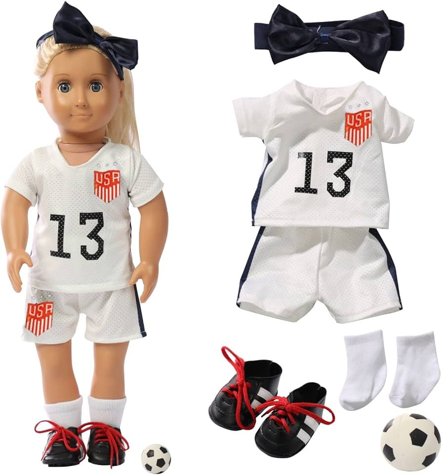 18 inch American Doll Clothing Accessories, USA Team Girls Soccer, Basketball, Tennis Clothing Se... | Amazon (US)