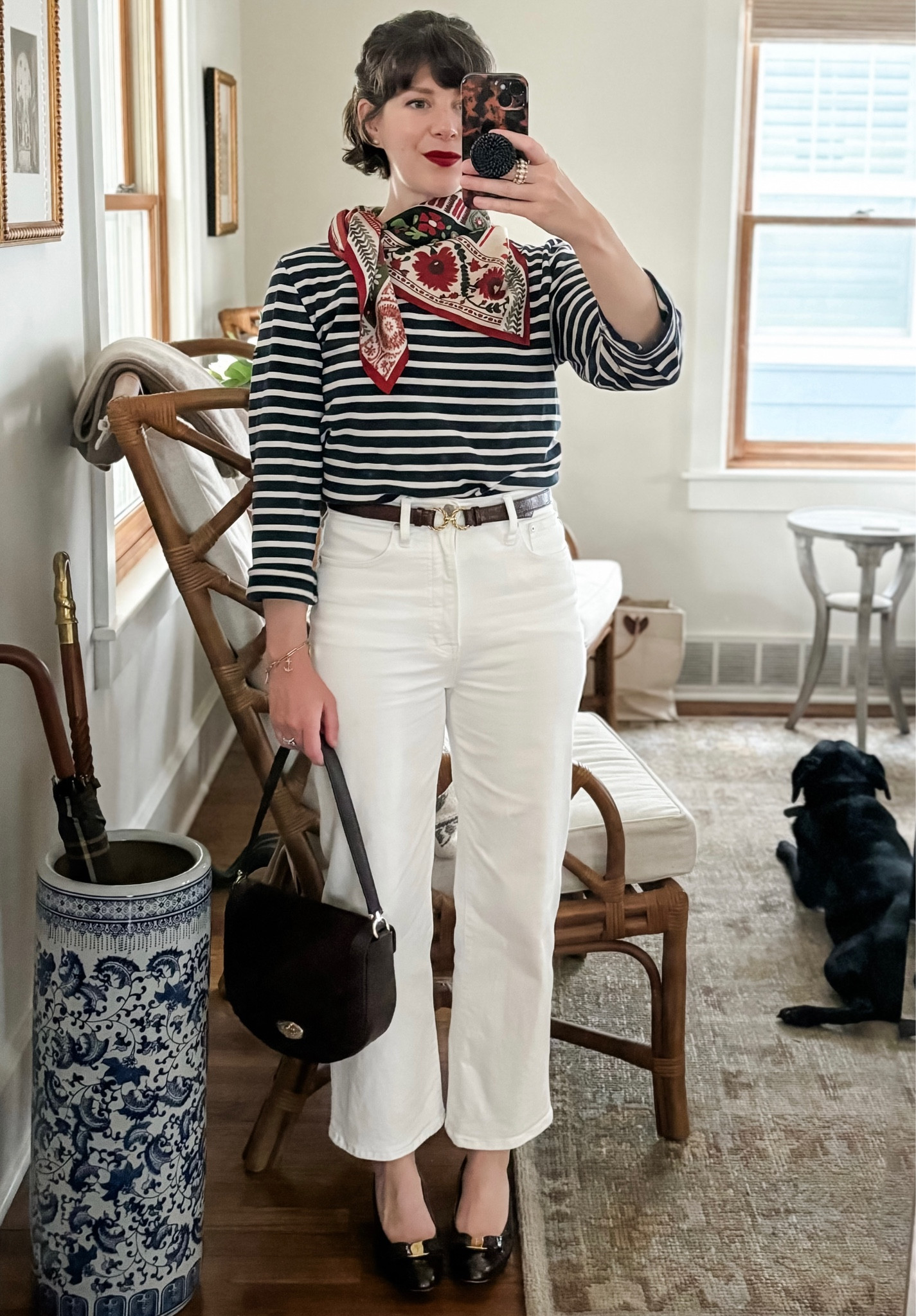 Nautical stripes are always the answer ⚓️. Love the Breton top mixed with the pop of red in the holiday scarf❤️

#LTKover40 #LTKxMadewell #LTKHoliday