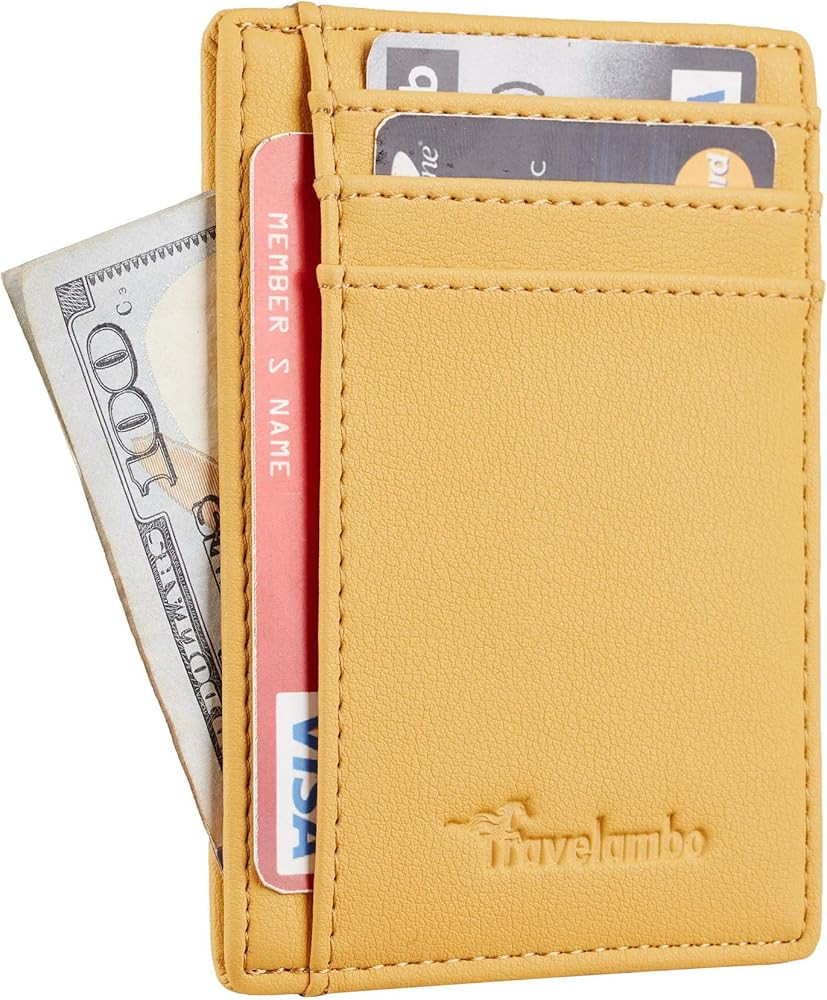 Travelambo Front Pocket Minimalist Leather Slim Wallet RFID Blocking Medium Size | Amazon (US)
