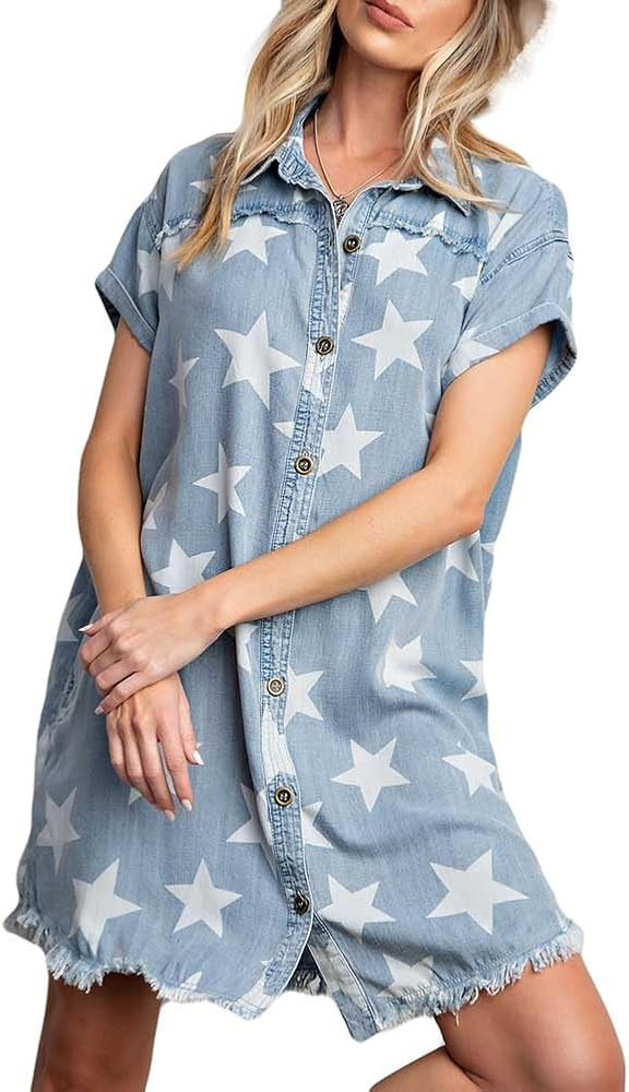Easel Twinkle Star Denim Shirt | Amazon (US)