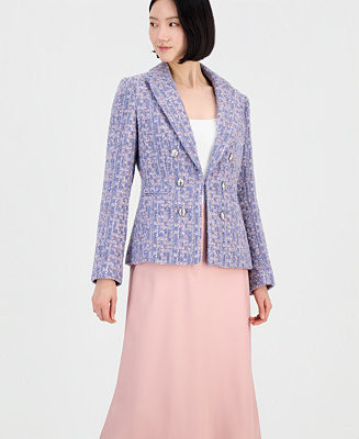 Women's Metallic Bouclé Peak Lapel Blazer | Macy's