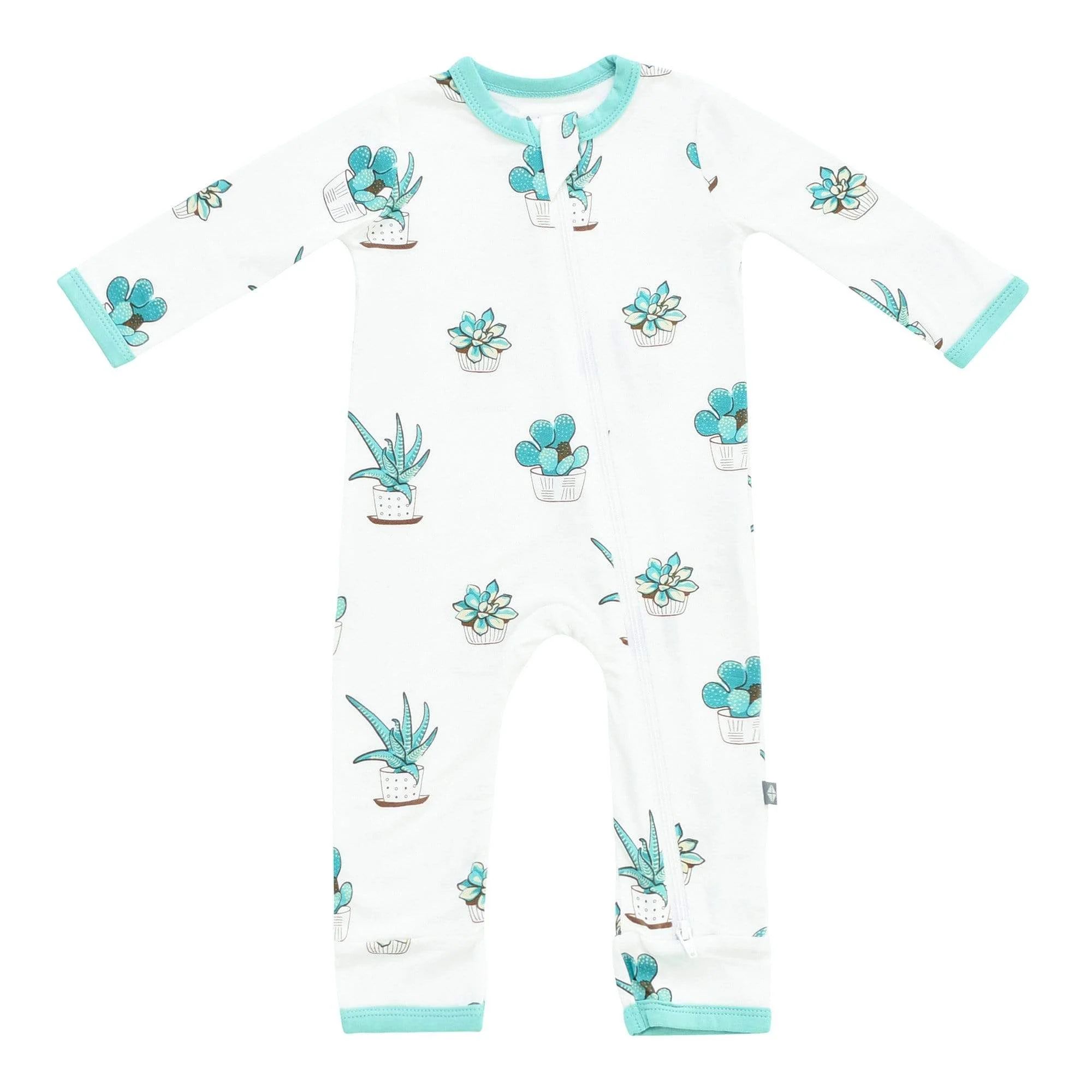Printed Zippered Romper in Succulent | Kyte BABY
