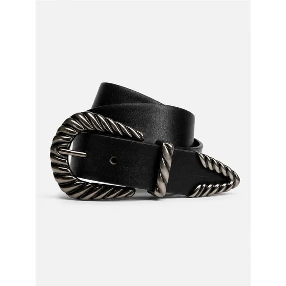 Scenario Women's and Women's Plus Textured 3pc Buckle Set Belt, Black | Walmart (US)