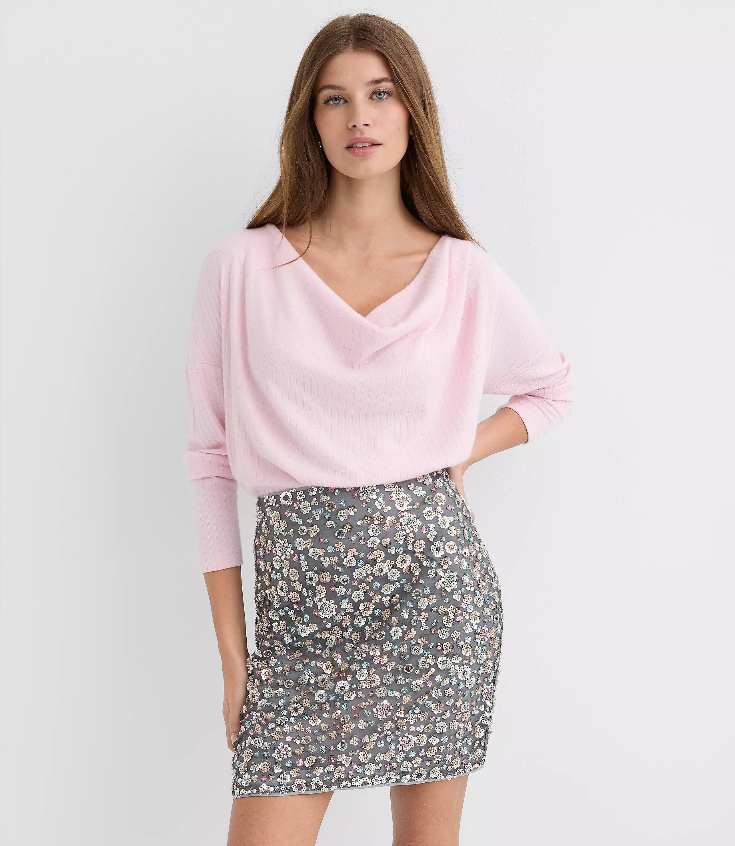 Cozy Ribbed Cowl Neck Top | LOFT