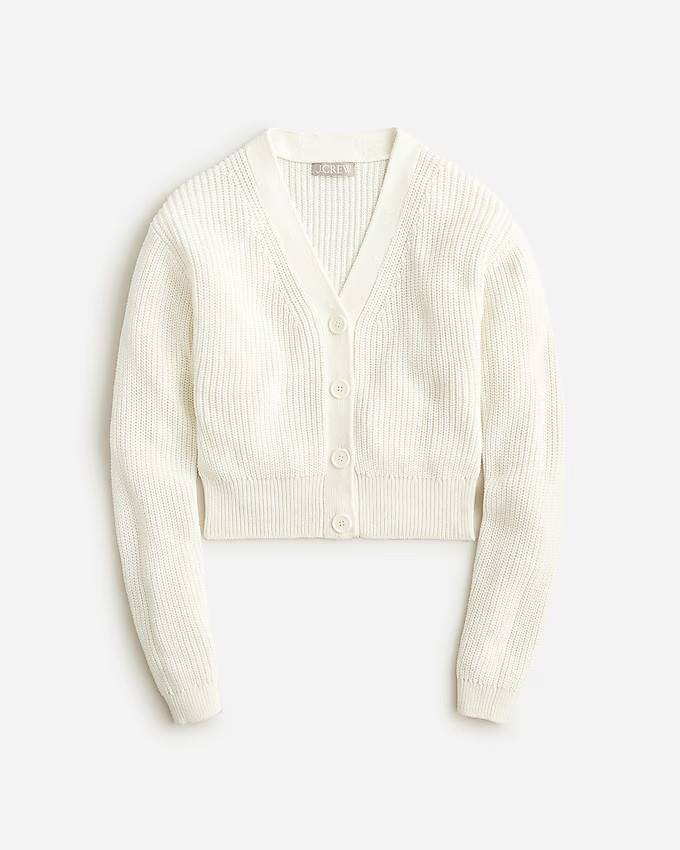 Cotton-blend cropped V-neck cardigan sweater | J. Crew US