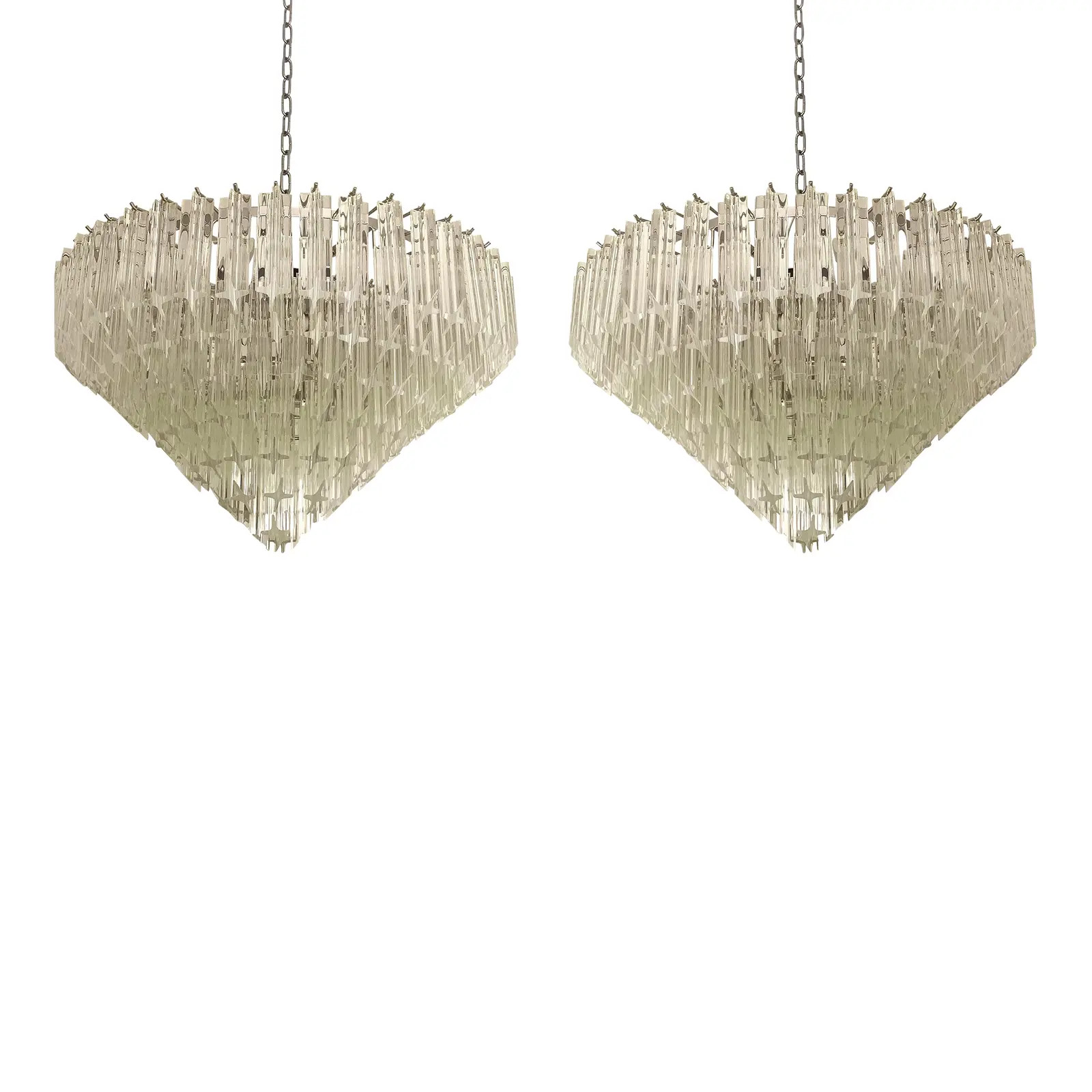 Pair of Vintage 1970s "Quadriedro" Murano Glass Chandelier | Chairish