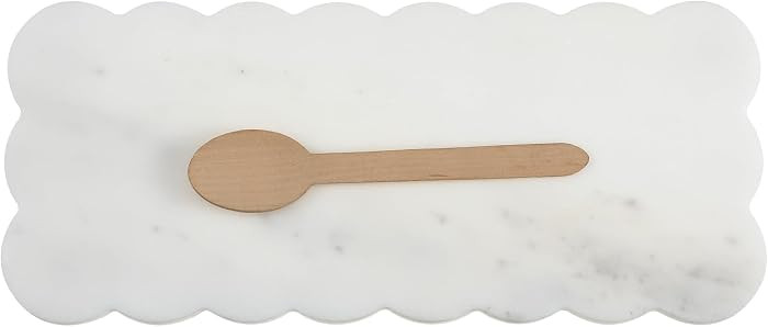 Newtay White Scallop Marble Board 12" x 5" Cutting Board with Rubber Feet, Scalloped Marble Tray ... | Amazon (US)