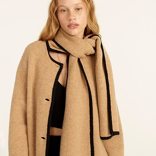 Merino wool-blend tie-neck sweater-jacket | J. Crew US