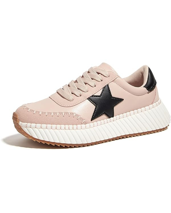 LUCKY STEP Women's Star Platform Sneakers Fashion Chunky Retro Trendy Casual Tennis Running Train... | Amazon (US)
