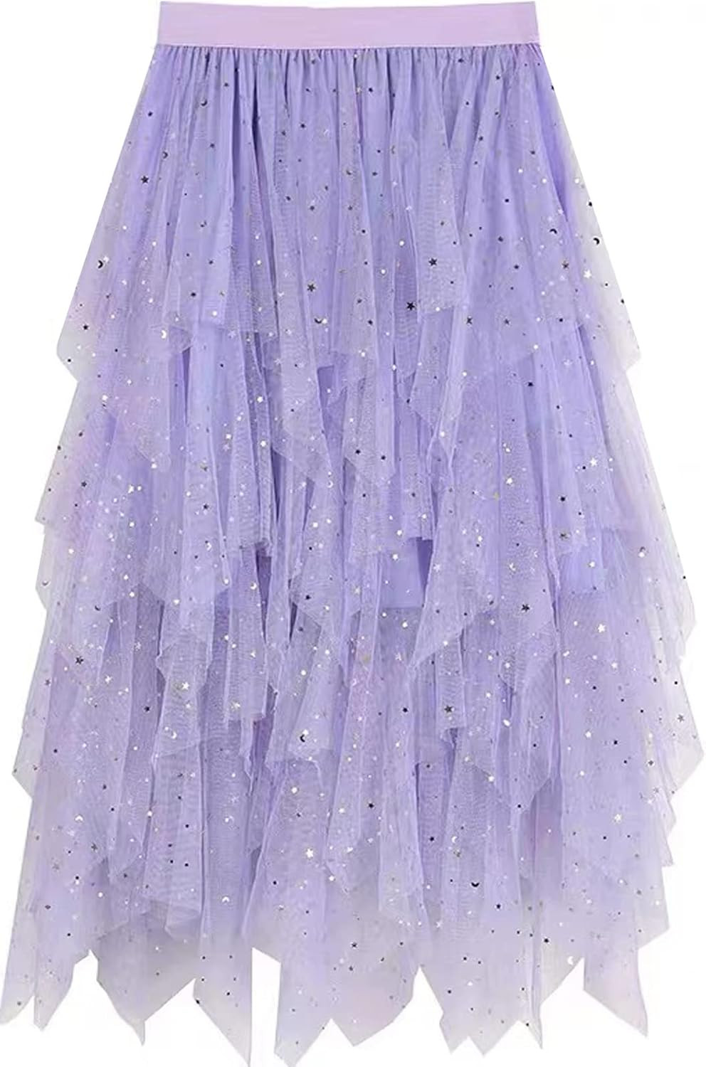 LBKKC Women's Tulle Skirt Formal High Low Asymmetrical Midi Tea-Length Elastic Waist Tutu Skirts | Amazon (US)