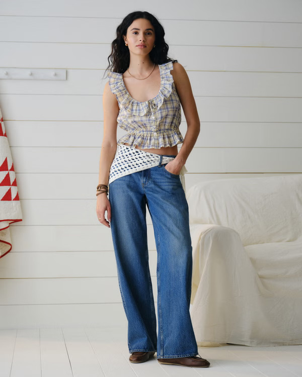 Low Rise Ultra Loose Crochet-Style Belted Jean | Abercrombie & Fitch (US)