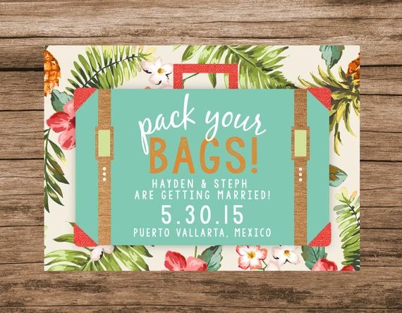Destination Save the Date, Tropical Save the Date, Pack Your Bags Suitcase | Etsy (US)