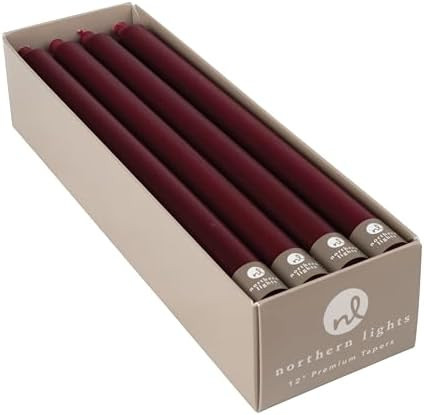 Northern Lights Candles Premium Tapers 12" 12PK - Bordeaux - 72793 | Amazon (US)
