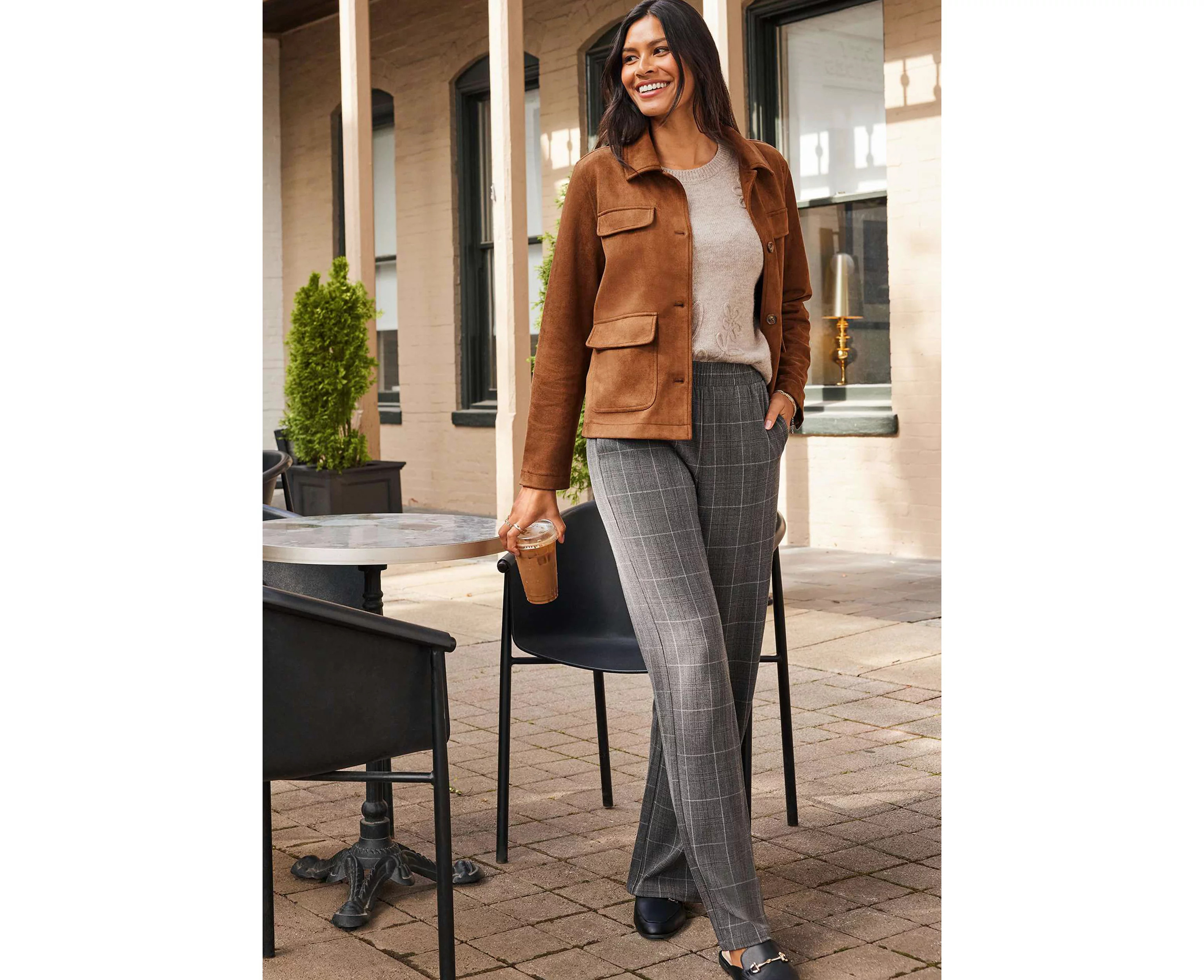 Maurices Women's Plaid Pull On Wide Leg Pants | Maurices