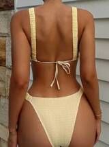 Frill Trim Triangle Bikini Swimsuit | SHEIN