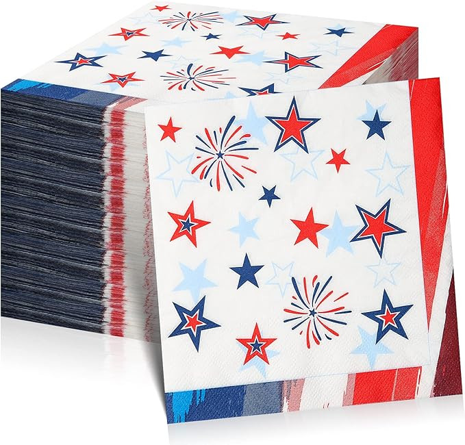 100Pcs Patriotic Napkins Party Supplies,4th of July Disposable Paper Napkins Blue Red White Star ... | Amazon (US)
