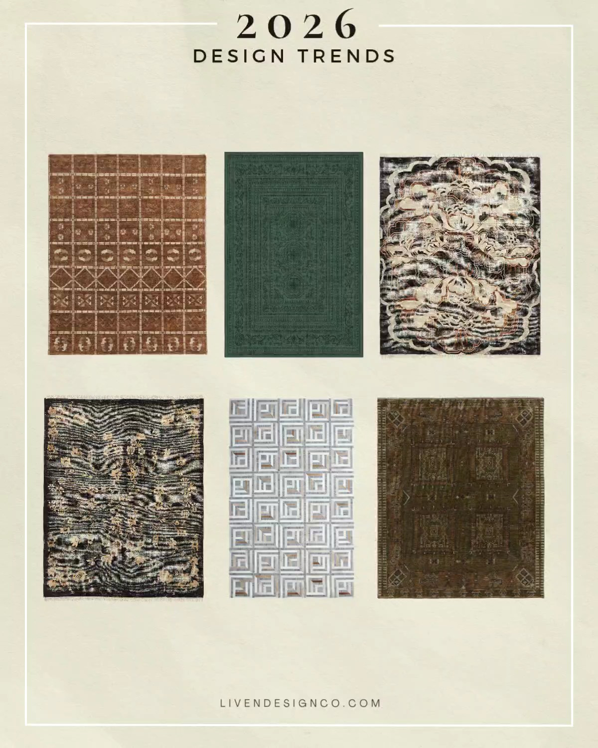 Statement area rug. Handwoven rug. Interior design trends. Moody rug. Green rug. Modern rug. Geometric rug. Vintage style rug. Brown rug. Persian rug 

#LTKSeasonal #LTKHome #LTKSaleAlert