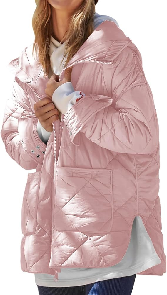 Dyexces Womens Quilted Puffer Jacket Hooded Long Sleeve Zip Up Winter Coat Lightweight Warm Jacke... | Amazon (US)
