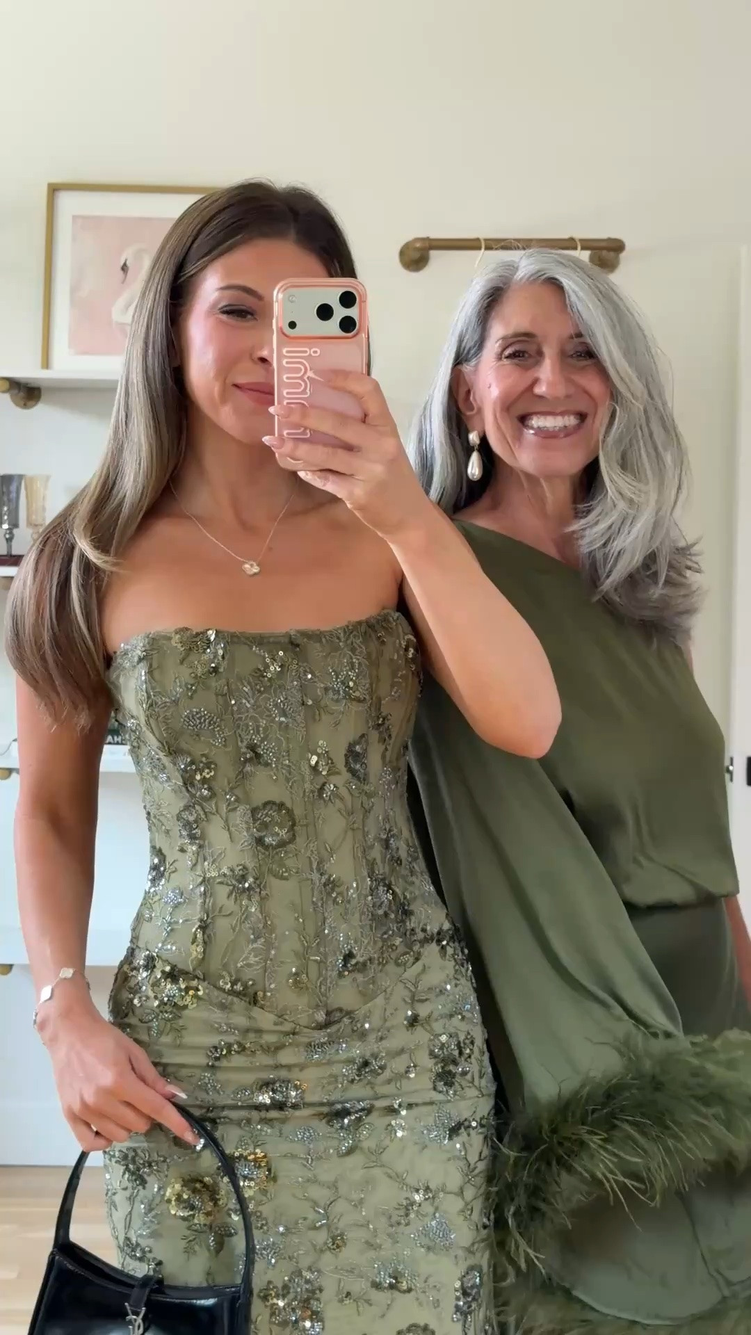 sage green strapless floral beaded embroidery gown, olive green one-shoulder satin gown with feathered trim  mom and me fall wedding guest dresses ✨

I’m 5’4” and wearing my usual size small/2 

mom is 5’4 and wearing a medium/6 

electric picks: emerson20

fall wedding guest dresses, wedding guest dresses, cocktail dresses, semi-formal dresses, black tie wedding guest dresses, destination wedding guest dresses, garden party dresses, wedding guest outfit ideas, mom & me outfits, mom & me dresses, matching outfits, mother daughter outfits, family photo outfits, wedding guest dresses, mother of the bride, mother of the groom, wedding guest outfit ideas

#LTKWedding #LTKActive #LTKgrwm