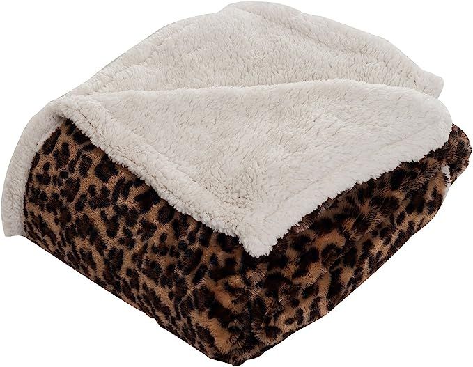 Lavish Home Throw Blanket, Fleece/Sherpa, Leopard | Amazon (US)