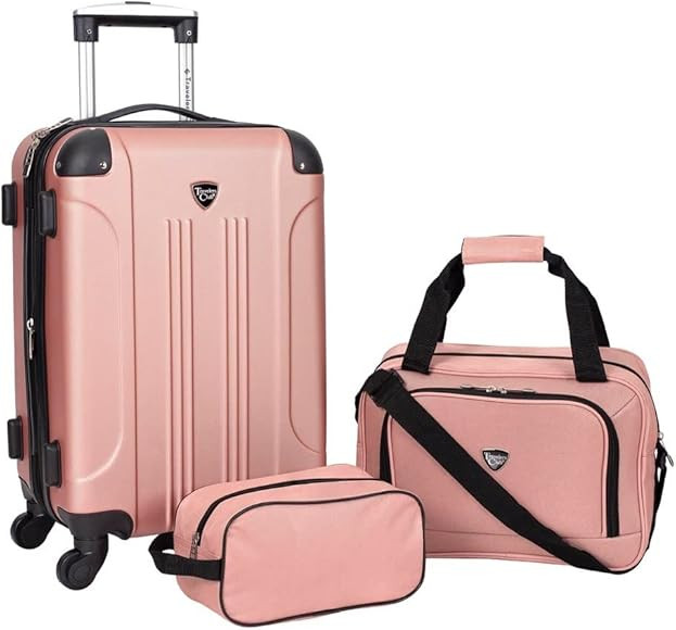 Travelers Club Chicago Hardside Expandable Spinner Luggages, Rose Gold, 3 Piece Set | Amazon (US)