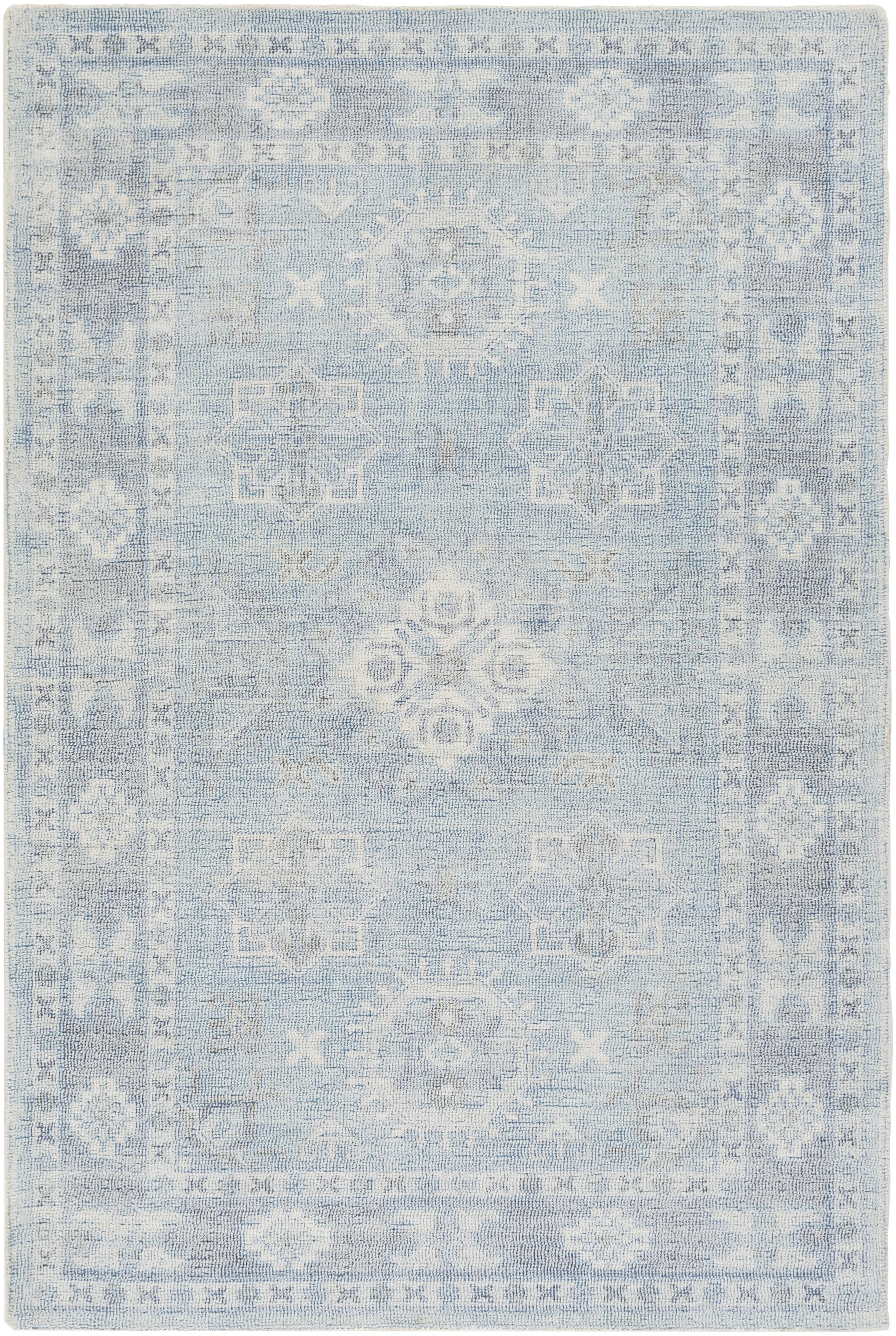 Rakel Oriental Hand-Tufted Wool Denim/Sky Blue Area Rug | Wayfair North America